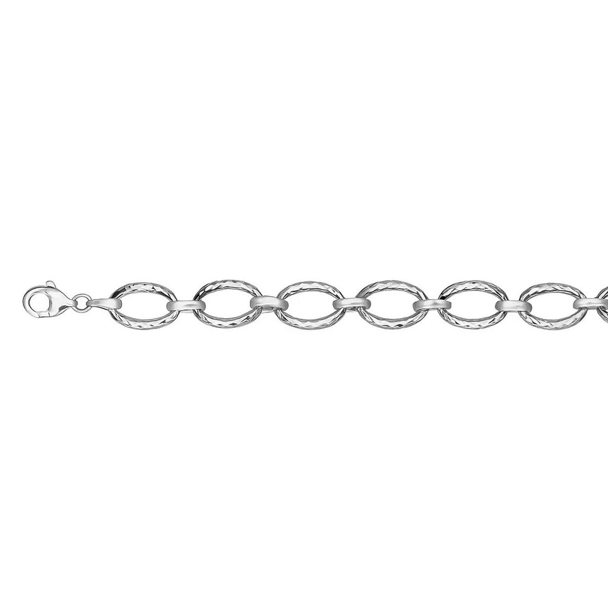 Textured Oval Link Bracelet in 14k White Gold - LinkagejewelrydesignLinkagejewelrydesign