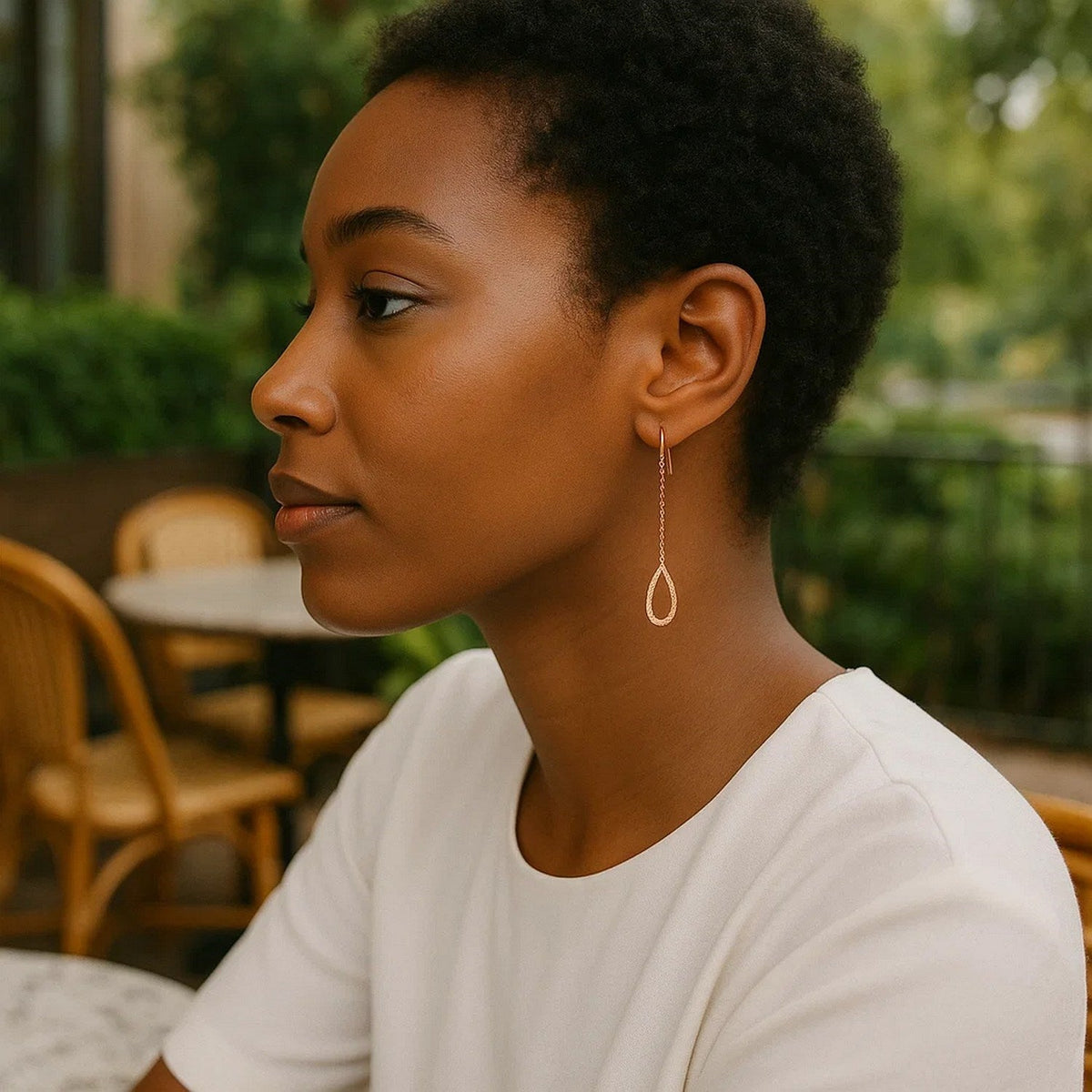 Textured Pear Shaped Long Drop Earrings in 14k Rose Gold - LinkagejewelrydesignLinkagejewelrydesign