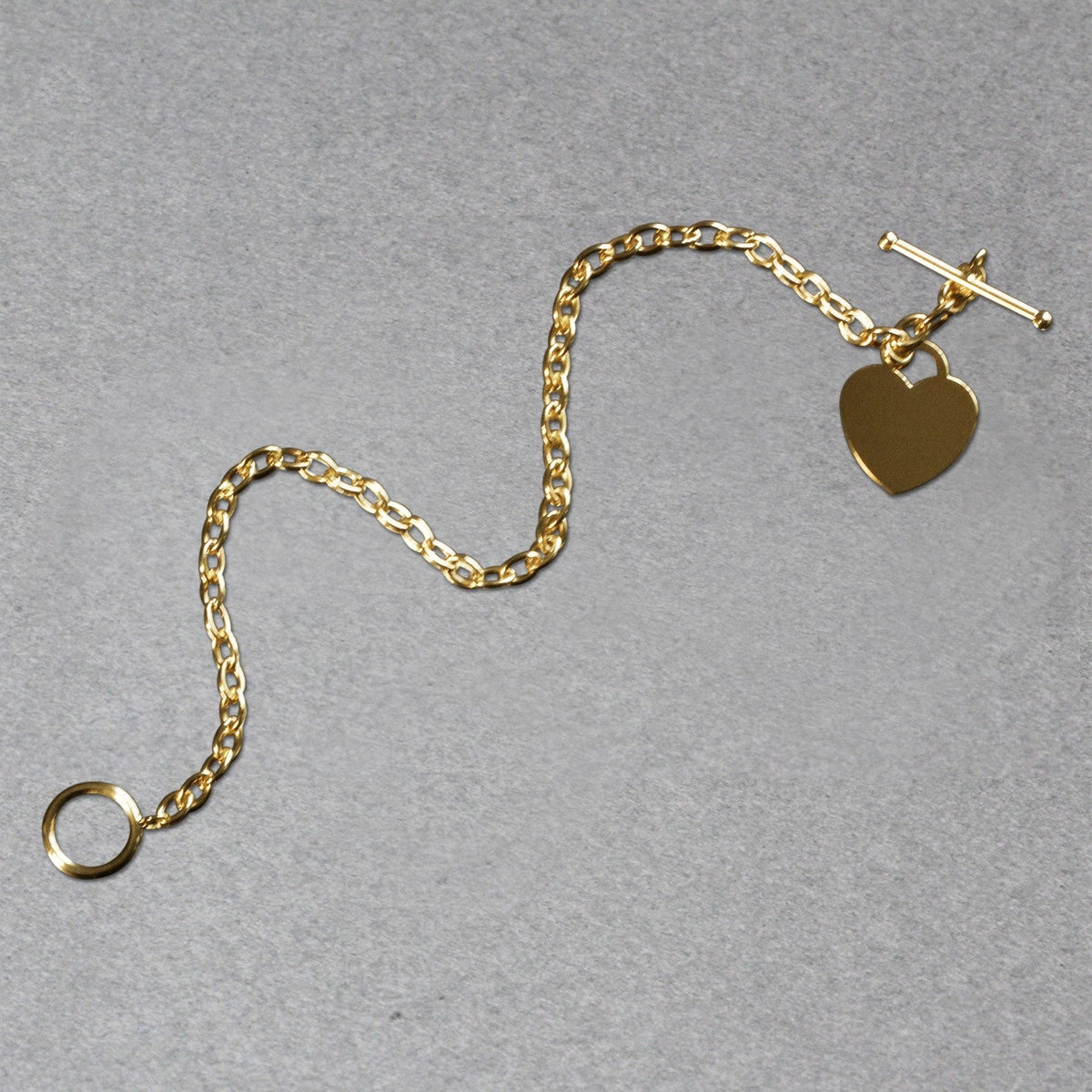 Toggle Bracelet with Heart Charm in 14k Yellow Gold - LinkagejewelrydesignLinkagejewelrydesign