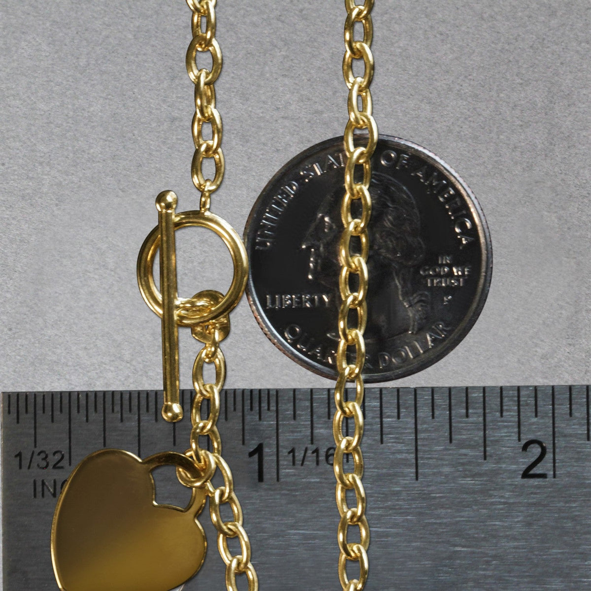 Toggle Bracelet with Heart Charm in 14k Yellow Gold - LinkagejewelrydesignLinkagejewelrydesign