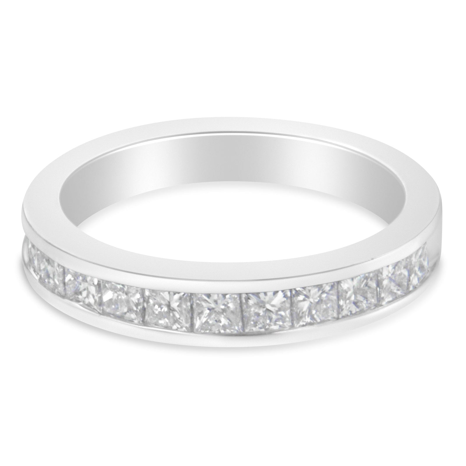 Women's 18K White Gold Princess Cut Diamond Band Ring (1 Cttw, G - H Color, SI1 - SI2 Clarity) - LinkagejewelrydesignLinkagejewelrydesign
