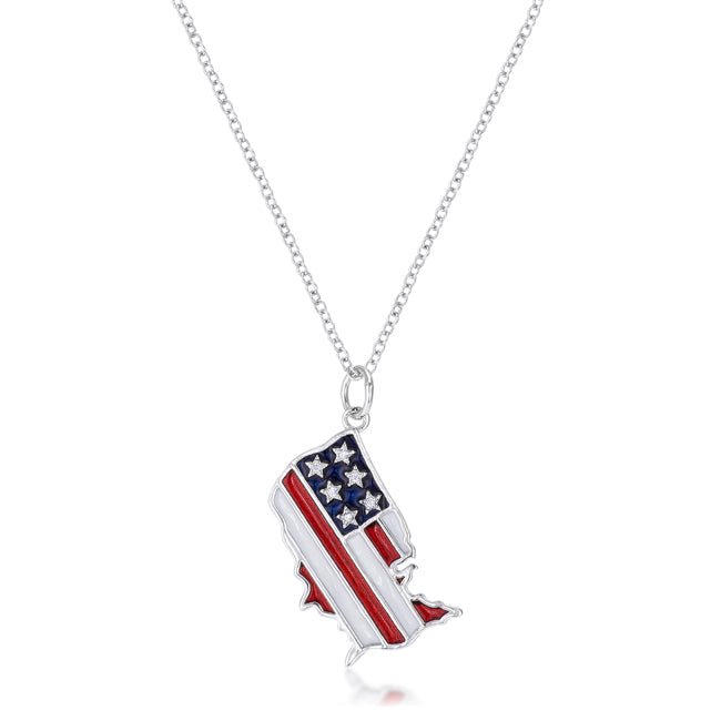 .015 Ct Patriotic U.S. Map Necklace - LinkagejewelrydesignLinkagejewelrydesign