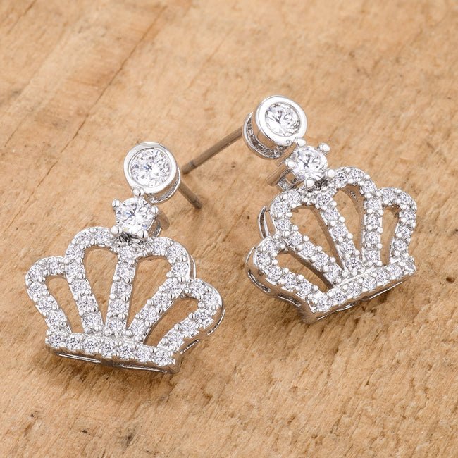 0.5 Ct Rhodium Crown CZ Earrings - LinkagejewelrydesignLinkagejewelrydesign