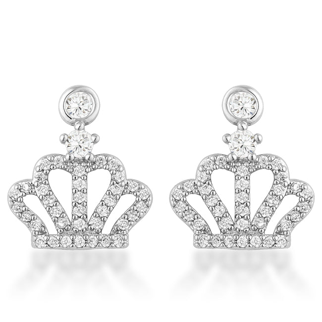 0.5 Ct Rhodium Crown CZ Earrings - LinkagejewelrydesignLinkagejewelrydesign