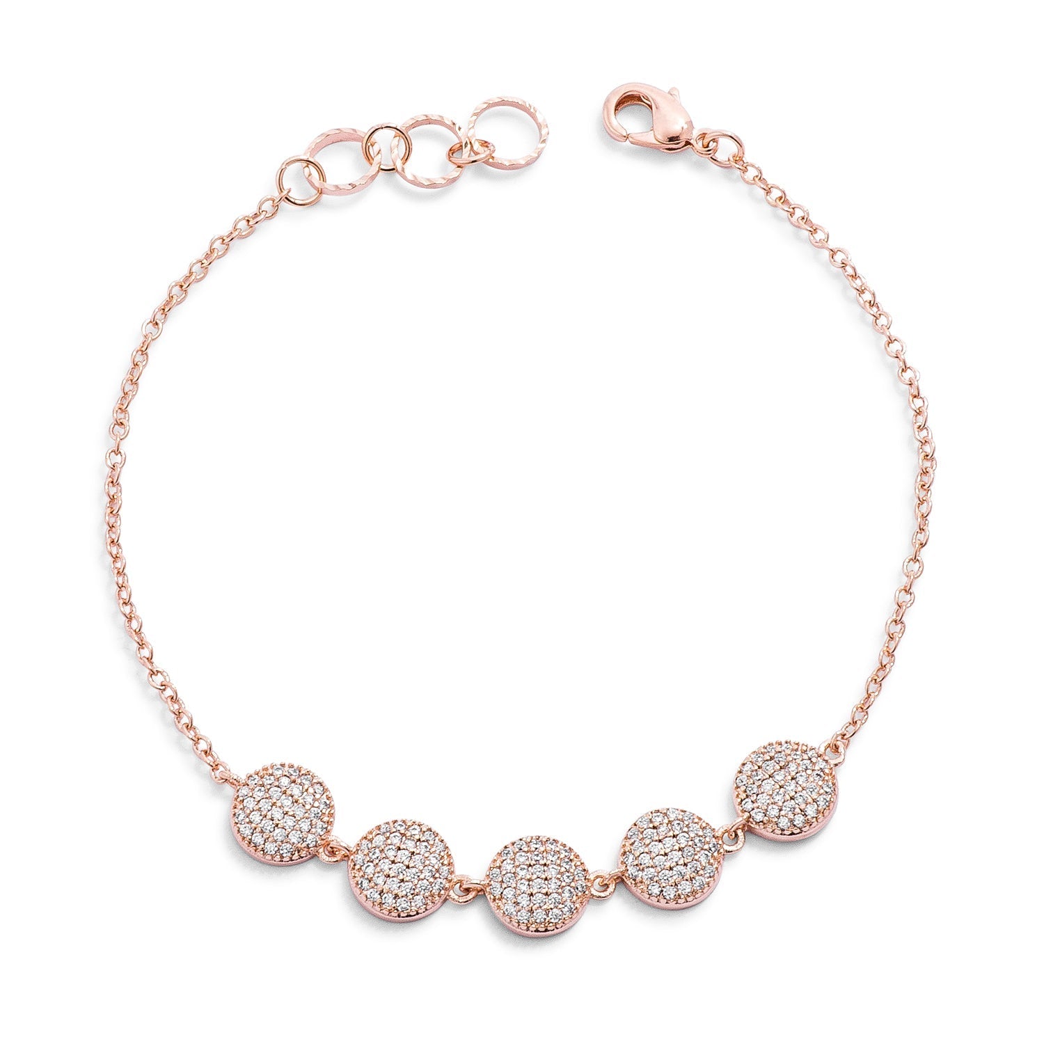 0.8ct CZ Rose Goldtone Pave Disc Bracelet - LinkagejewelrydesignLinkagejewelrydesign