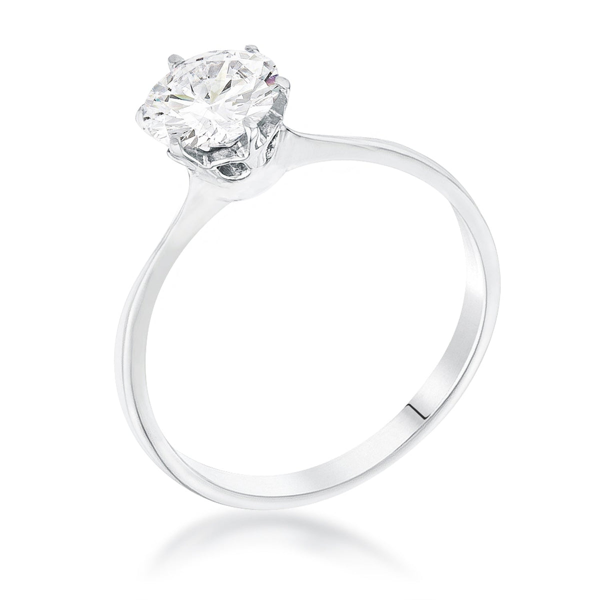 1 Carat Single Stone CZ Rhodium Classic Solitaire Ring, &lt;b&gt;Size 5&lt;/b&gt; - LinkagejewelrydesignLinkagejewelrydesign