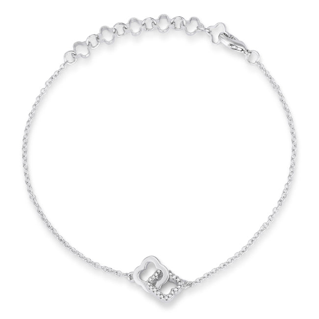 .1 Ct Rhodium Bracelet with Interlocking Floral Links - LinkagejewelrydesignLinkagejewelrydesign