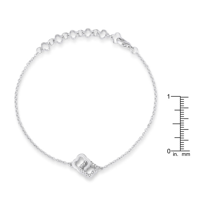 .1 Ct Rhodium Bracelet with Interlocking Floral Links - LinkagejewelrydesignLinkagejewelrydesign