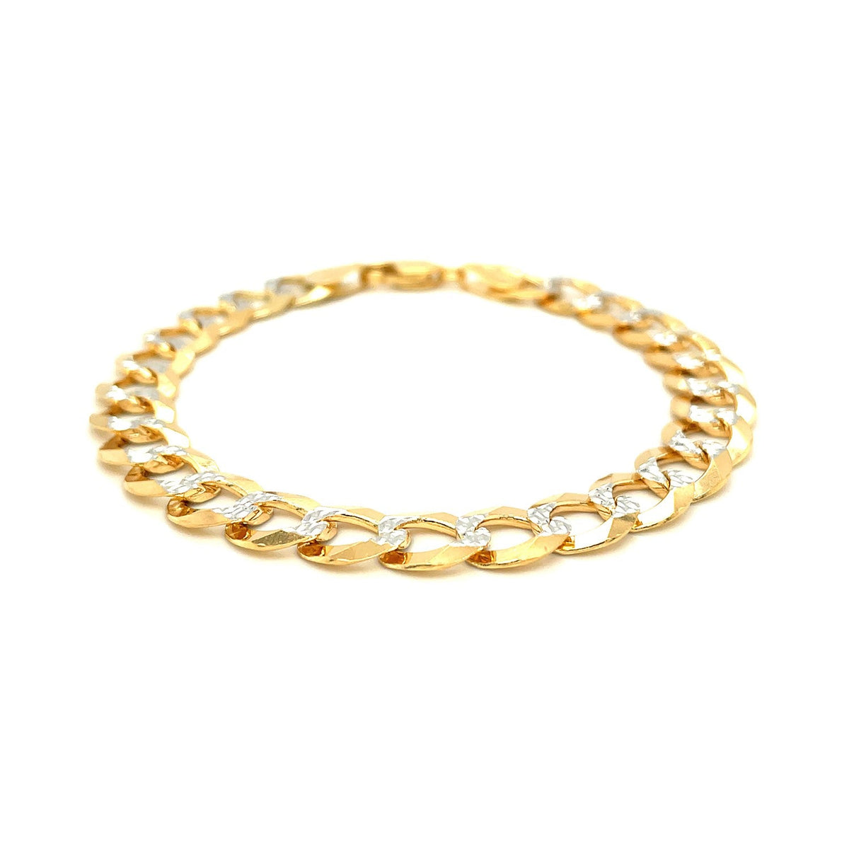 10 mm 14k Two Tone Gold Pave Curb Bracelet - LinkagejewelrydesignLinkagejewelrydesign