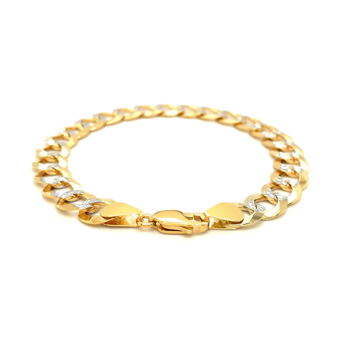 10 mm 14k Two Tone Gold Pave Curb Bracelet - LinkagejewelrydesignLinkagejewelrydesign
