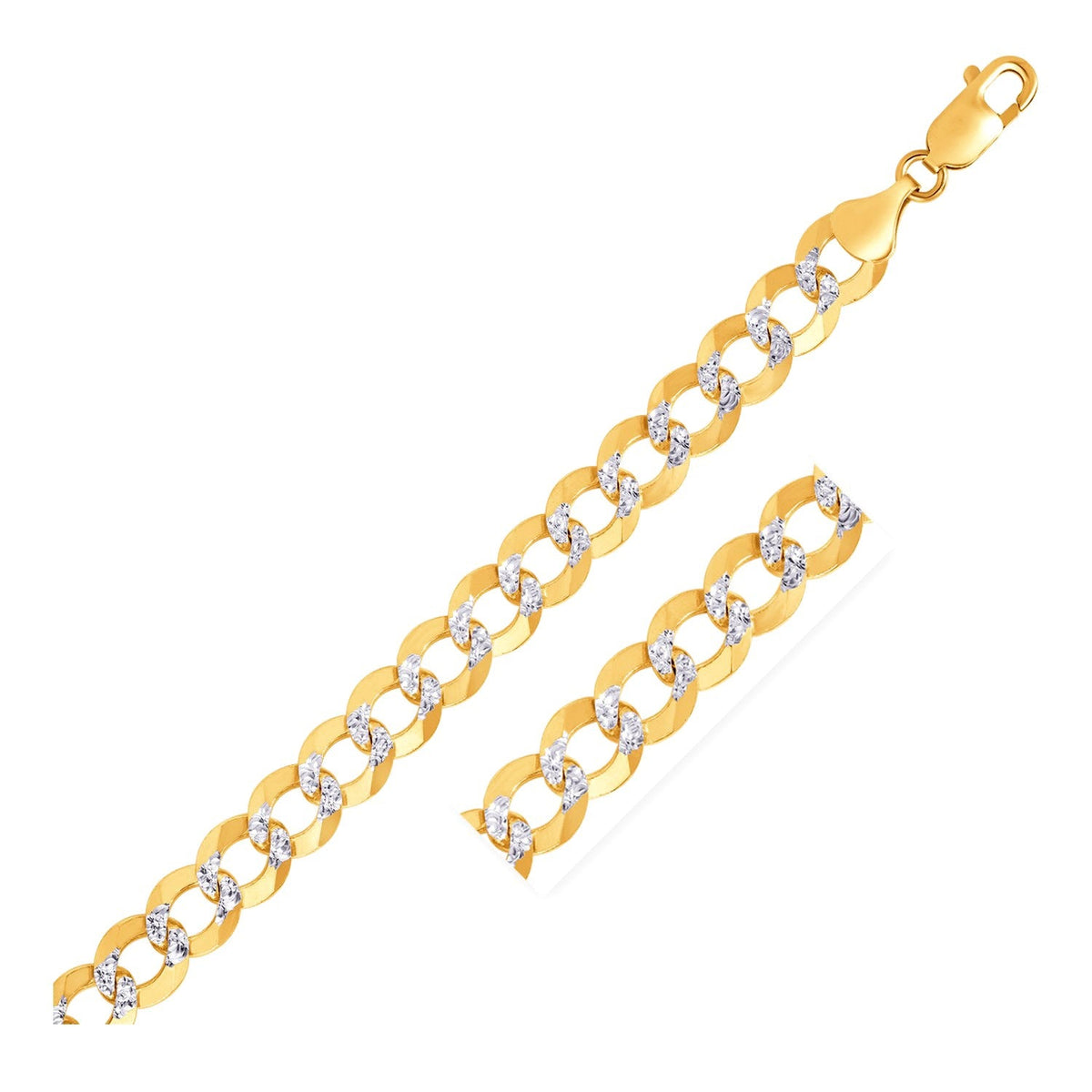 10 mm 14k Two Tone Gold Pave Curb Bracelet - LinkagejewelrydesignLinkagejewelrydesign