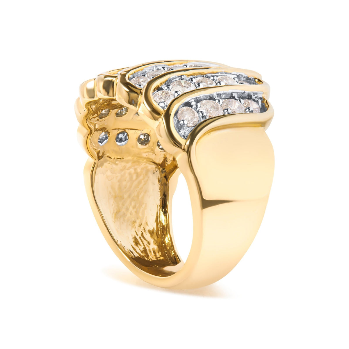 10 Yellow Gold 2.00 Cttw Diamond Multi Row Cocktail Band Ring (I-J Color, I1-I2 Clarity) - Ring Size 7 - LinkagejewelrydesignLinkagejewelrydesign