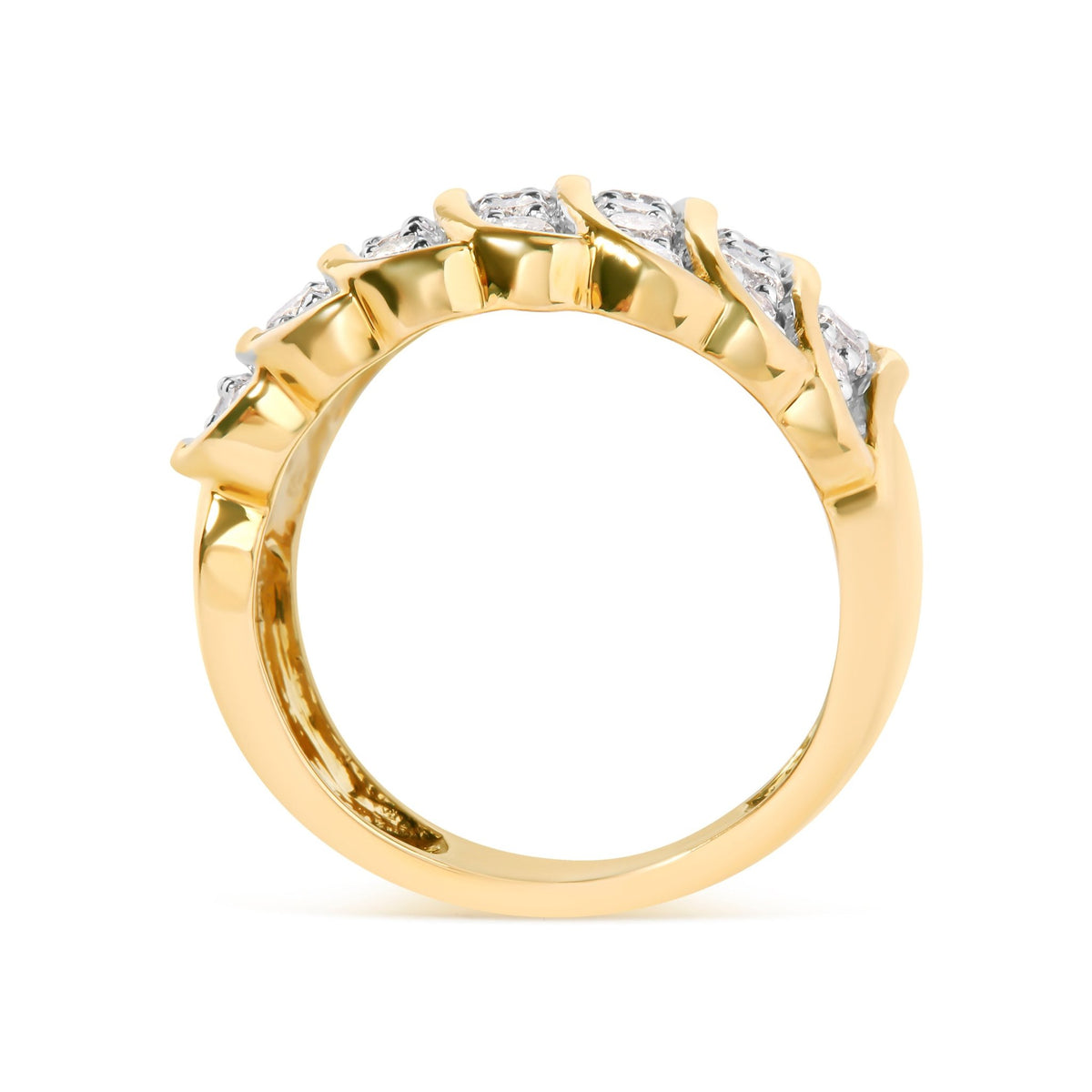 10 Yellow Gold 2.00 Cttw Diamond Multi Row Cocktail Band Ring (I-J Color, I1-I2 Clarity) - Ring Size 7 - LinkagejewelrydesignLinkagejewelrydesign
