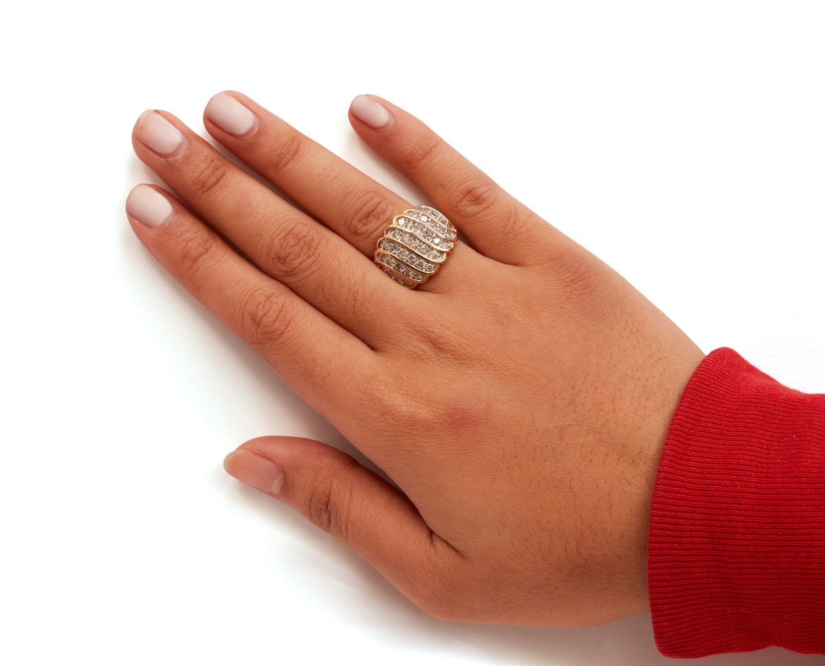 10 Yellow Gold 2.00 Cttw Diamond Multi Row Cocktail Band Ring (I-J Color, I1-I2 Clarity) - Ring Size 7 - LinkagejewelrydesignLinkagejewelrydesign