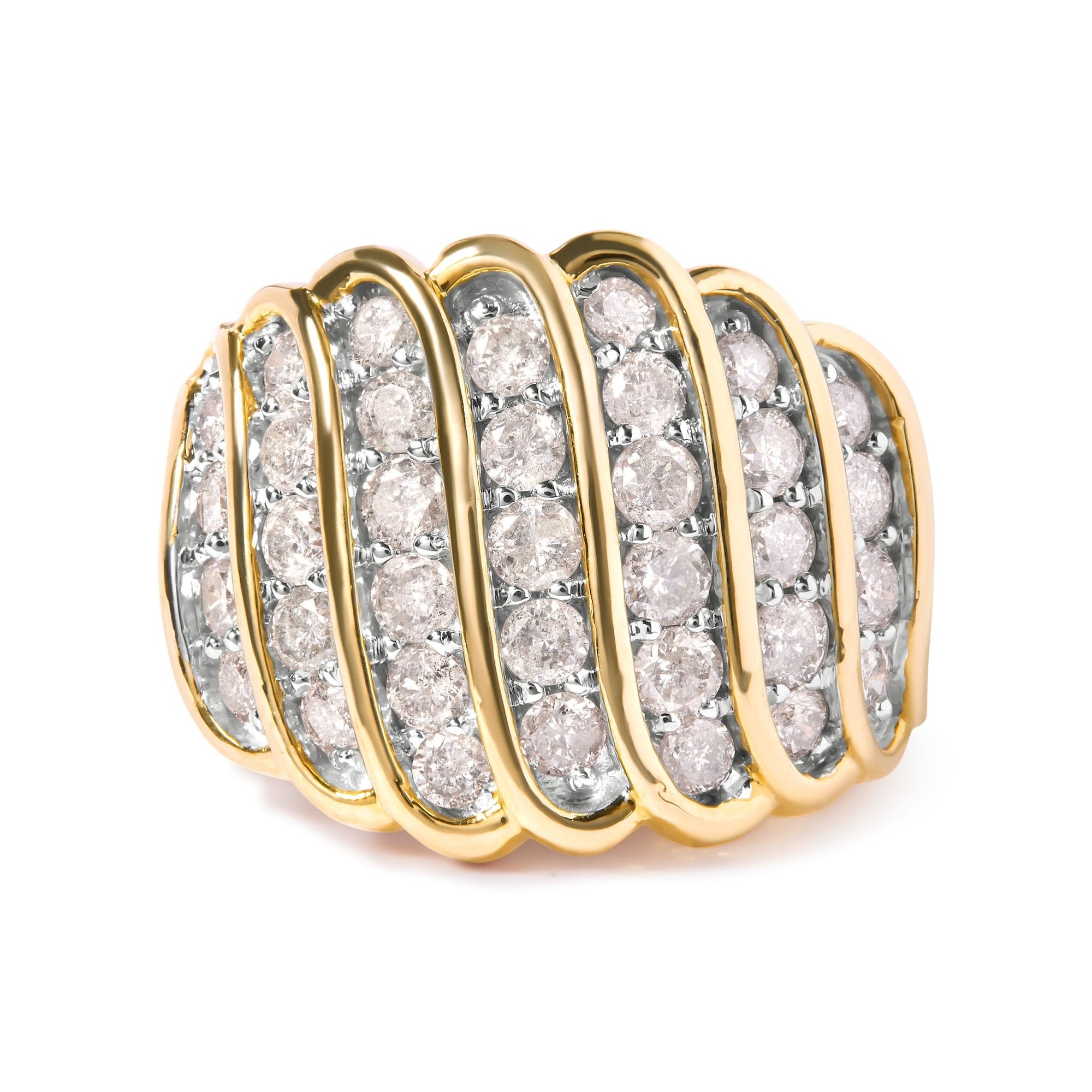 10 Yellow Gold 2.00 Cttw Diamond Multi Row Cocktail Band Ring (I-J Color, I1-I2 Clarity) - Ring Size 7 - LinkagejewelrydesignLinkagejewelrydesign