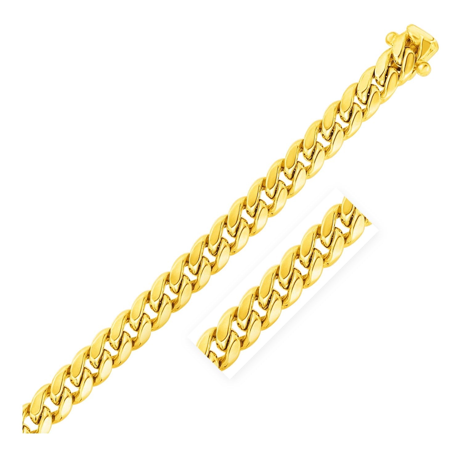 10.5mm 14k Yellow Gold Semi Solid Miami Cuban Bracelet - LinkagejewelrydesignLinkagejewelrydesign