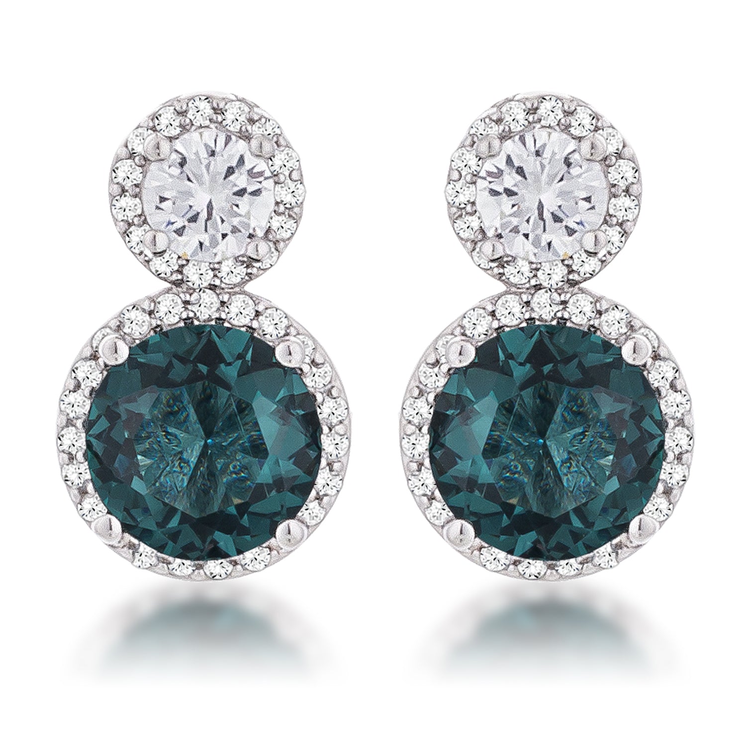 10Ct Rhodium Plated Blue Green Snowman CZ Earrings - LinkagejewelrydesignLinkagejewelrydesign