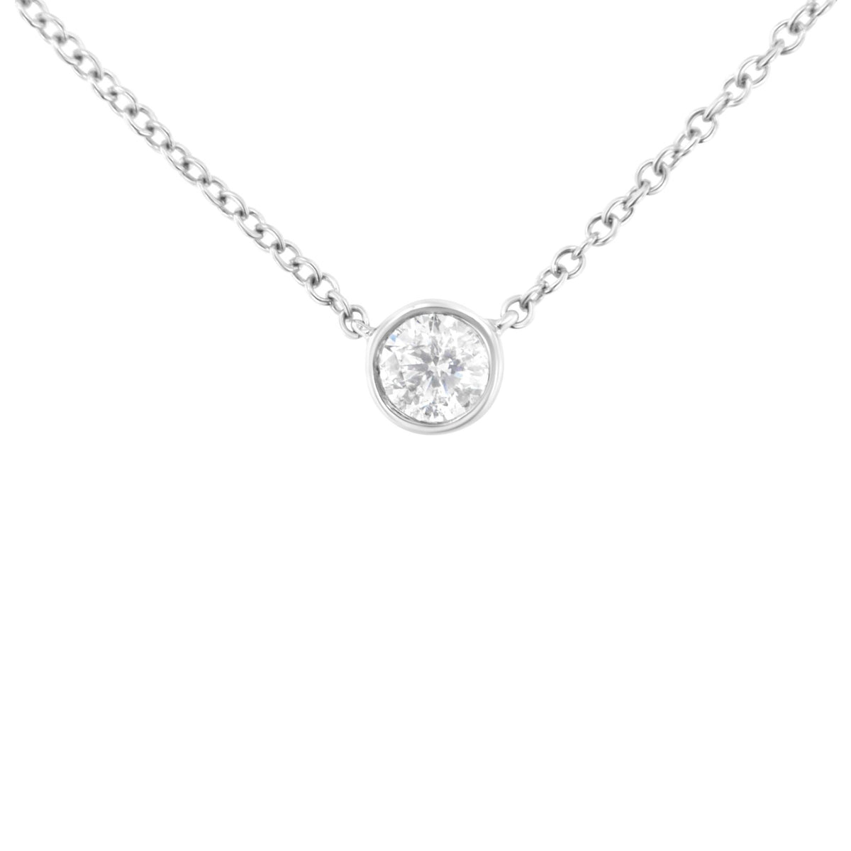 10K Gold 0.25 Carat Diamond Classic Bezel-Set Solitaire Pendant Necklace with 16&quot;-18&quot; Adjustable Chain (H-I Color, SI2-I1 Clarity) - LinkagejewelrydesignLinkagejewelrydesign