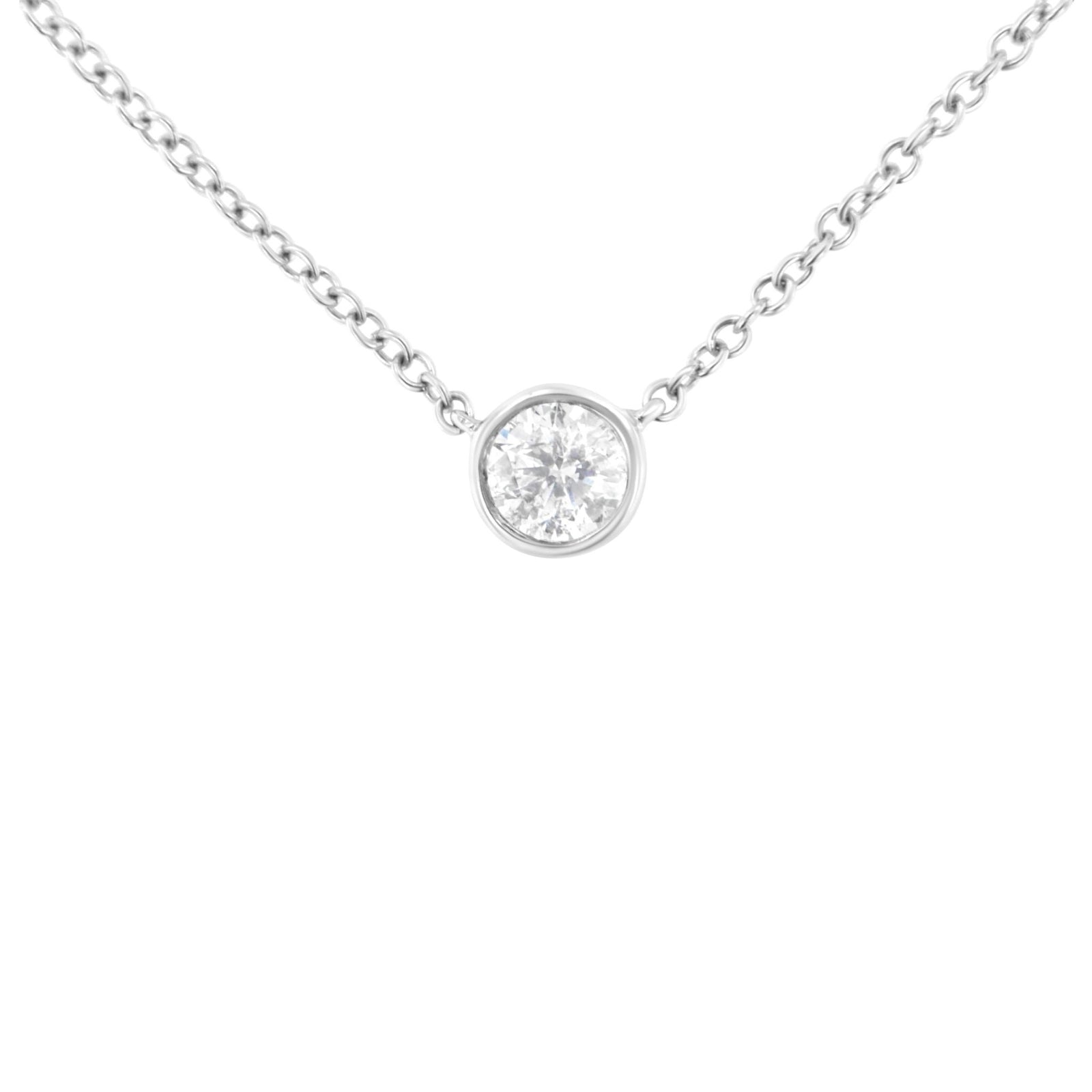 10K Gold 0.25 Carat Diamond Classic Bezel-Set Solitaire Pendant Necklace with 16"-18" Adjustable Chain (H-I Color, SI2-I1 Clarity) - LinkagejewelrydesignLinkagejewelrydesign