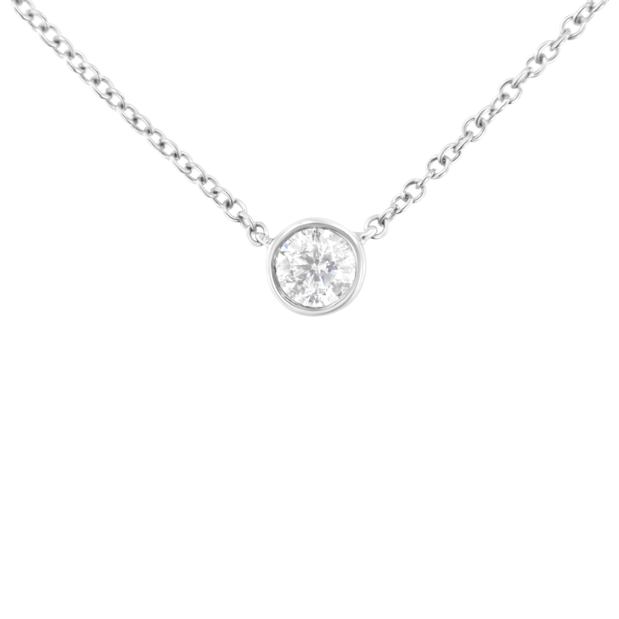 10K Gold 0.25 Carat Diamond Classic Bezel-Set Solitaire Pendant Necklace with 16"-18" Adjustable Chain (H-I Color, SI2-I1 Clarity) - LinkagejewelrydesignLinkagejewelrydesign