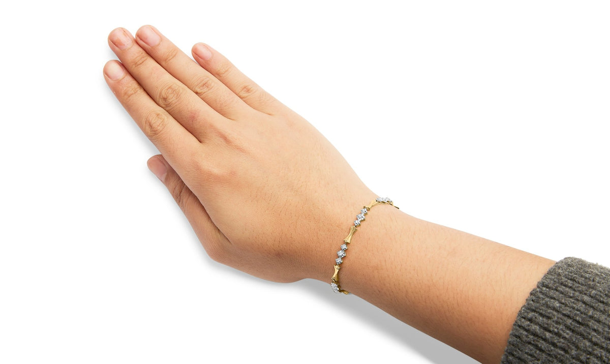 10k Gold 1/3 Cttw Diamond Miracle Set Alternating Bar and Link Bracelet (I-J Color, I1-I2 Clarity) - 7.75&quot; Inches - LinkagejewelrydesignLinkagejewelrydesign