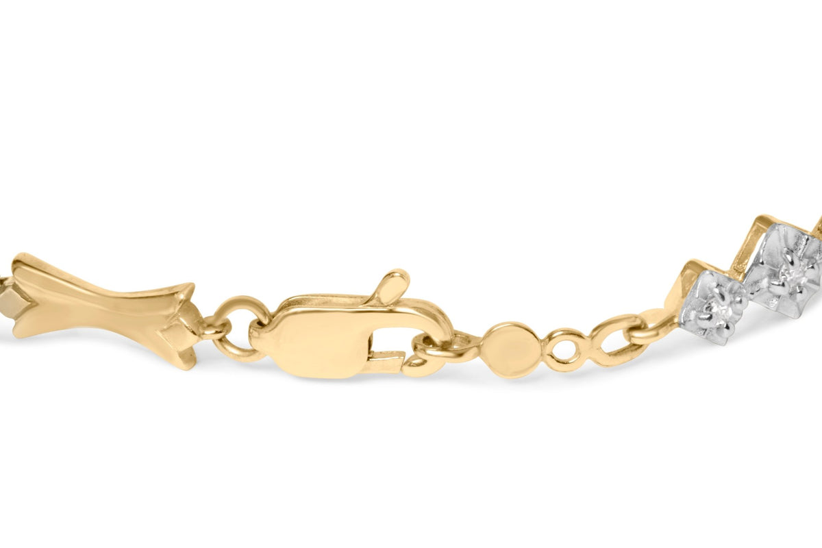 10k Gold 1/3 Cttw Diamond Miracle Set Alternating Bar and Link Bracelet (I-J Color, I1-I2 Clarity) - 7.75&quot; Inches - LinkagejewelrydesignLinkagejewelrydesign
