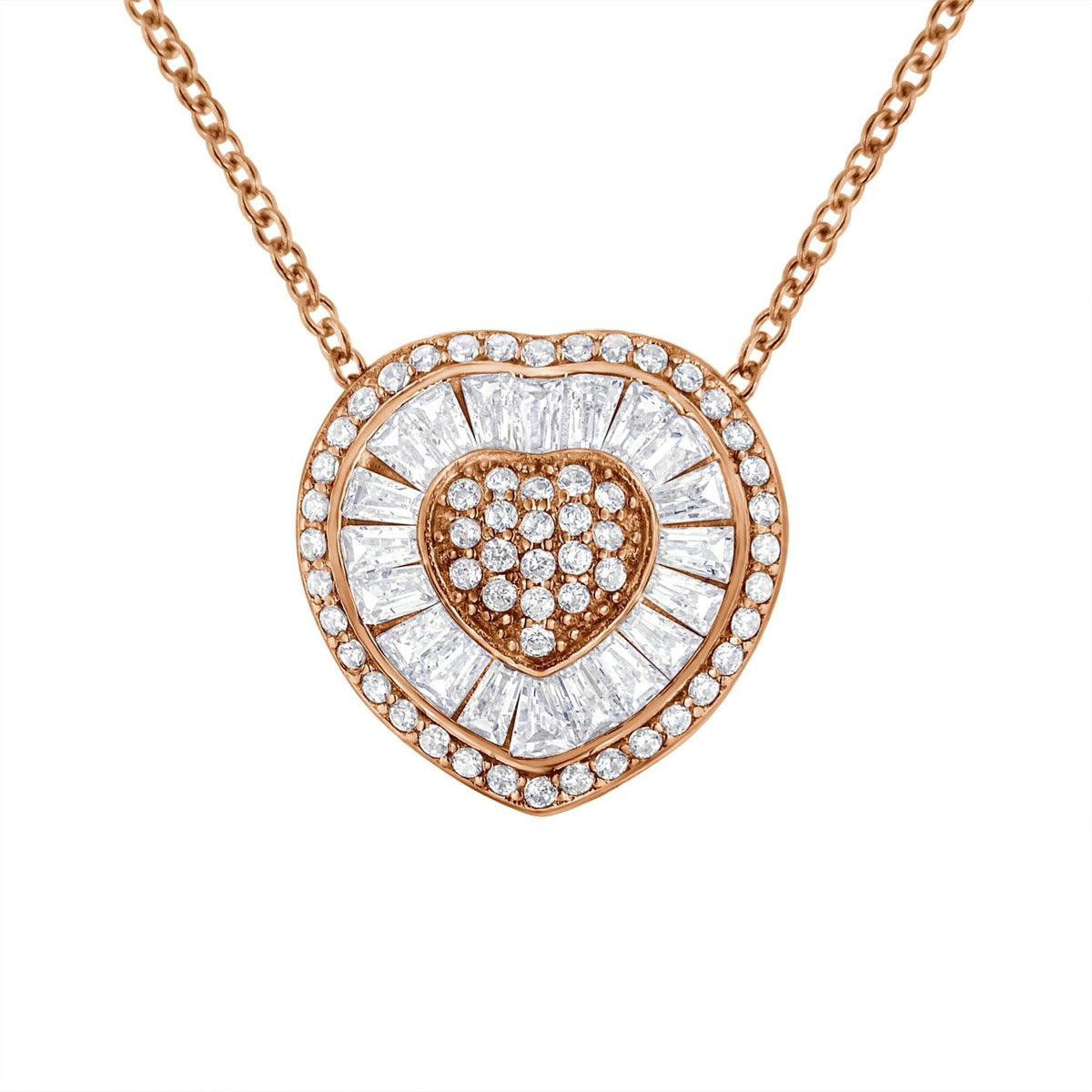 10K Rose Gold 1/2 cttw, Diamond Heart Pendant Necklace (H-I Color, I1-I2 Clarity) - LinkagejewelrydesignLinkagejewelrydesign