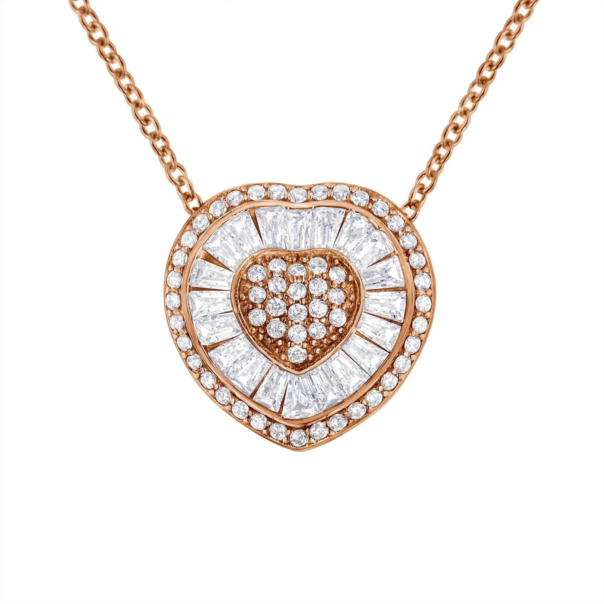 10K Rose Gold 1/2 cttw, Diamond Heart Pendant Necklace (H-I Color, I1-I2 Clarity) - LinkagejewelrydesignLinkagejewelrydesign