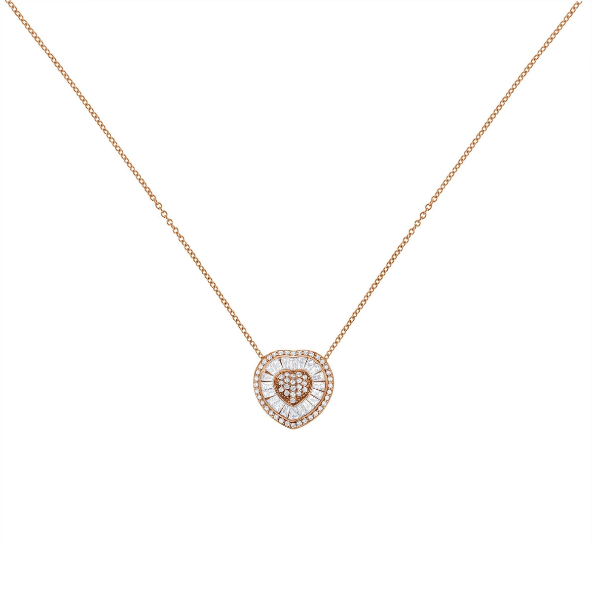 10K Rose Gold 1/2 cttw, Diamond Heart Pendant Necklace (H-I Color, I1-I2 Clarity) - LinkagejewelrydesignLinkagejewelrydesign
