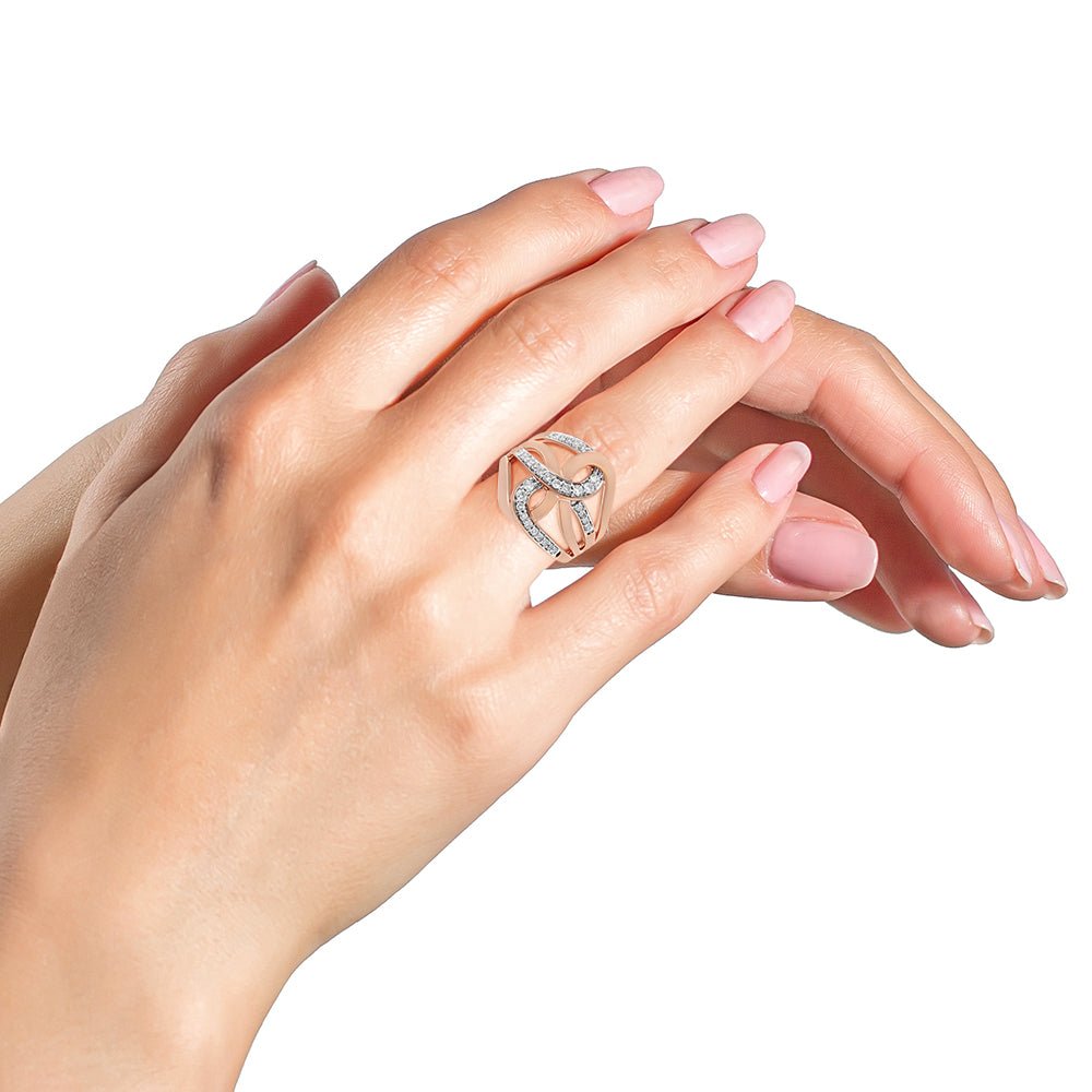 10K Rose Gold 1/2 Cttw Round-Cut Diamond Intertwined Multi-Loop Cocktail Ring (I-J Color, I1-I2 Clarity) - Size 7 - LinkagejewelrydesignLinkagejewelrydesign