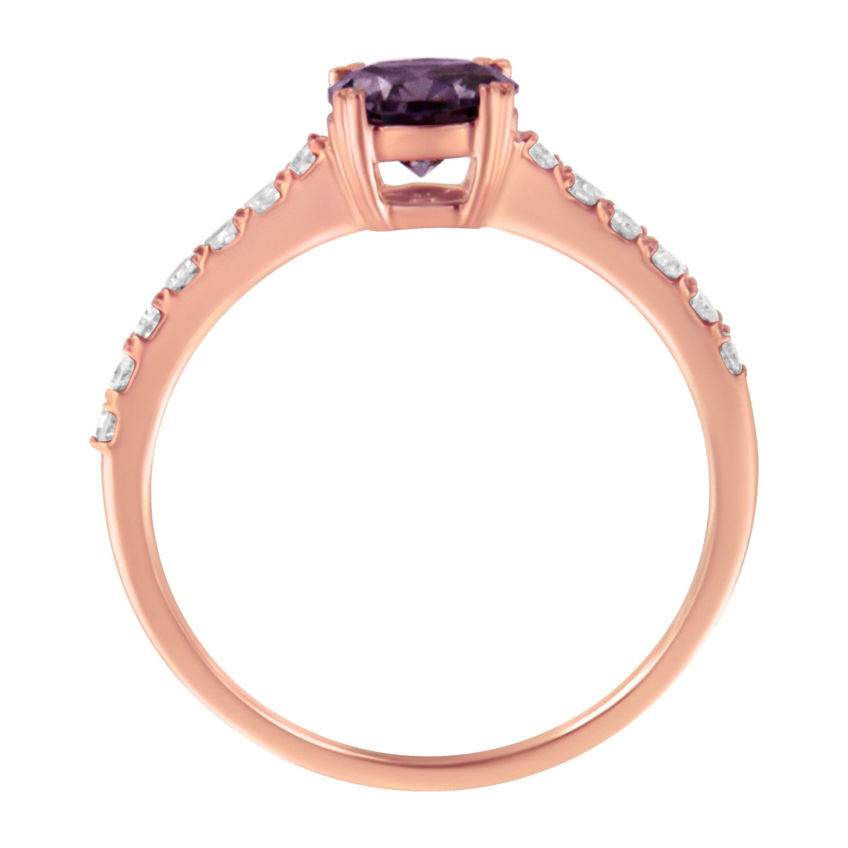 10K Rose Gold 1/4 Cttw Diamond and 6MM Amethyst Gemstone Halo Ring(H-I Color, I1-I2 Clarity) - Ring Size 7 - LinkagejewelrydesignLinkagejewelrydesign