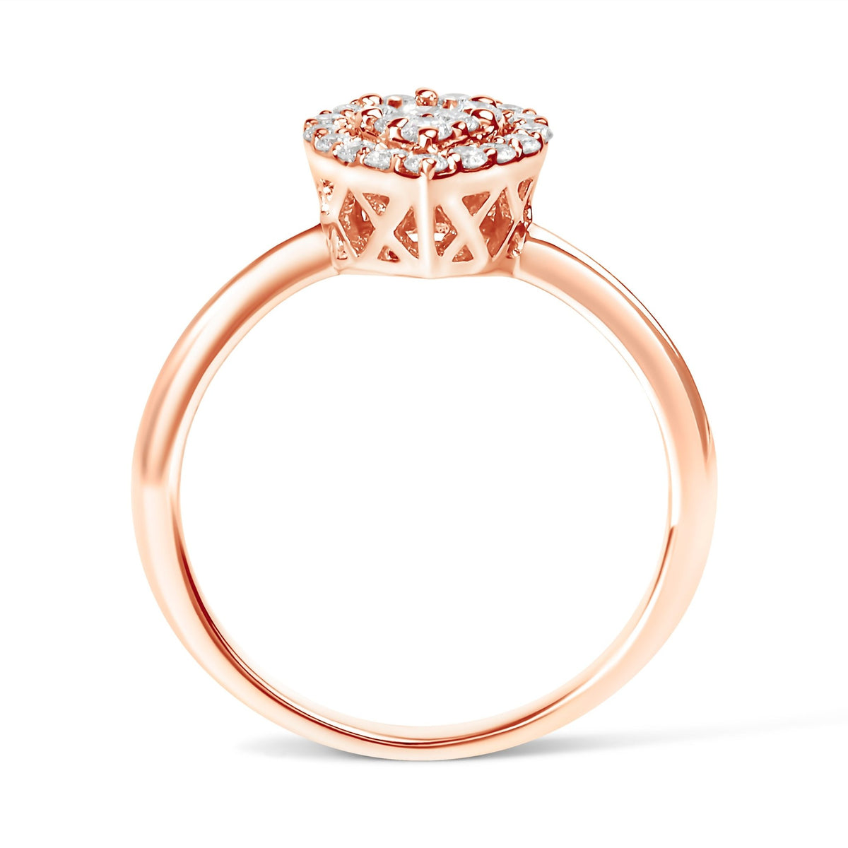 10K Rose Gold 3/8 Cttw Round-Cut Diamond Pear Promise Ring (I-J Color, I2-I3 Clarity) - Size 7 - LinkagejewelrydesignLinkagejewelrydesign