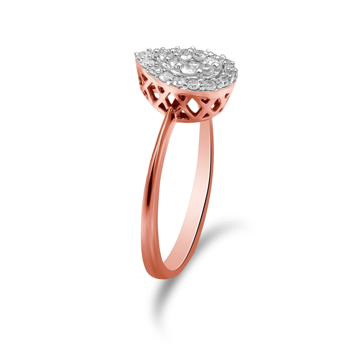 10K Rose Gold 3/8 Cttw Round-Cut Diamond Pear Promise Ring (I-J Color, I2-I3 Clarity) - Size 7 - LinkagejewelrydesignLinkagejewelrydesign