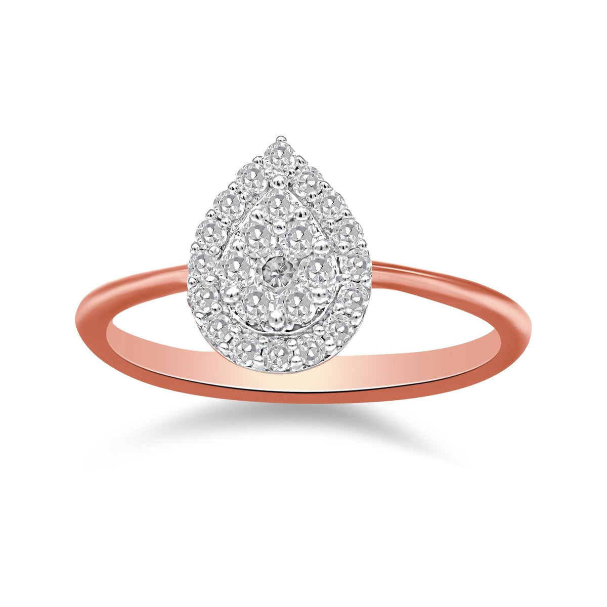 10K Rose Gold 3/8 Cttw Round-Cut Diamond Pear Promise Ring (I-J Color, I2-I3 Clarity) - Size 7 - LinkagejewelrydesignLinkagejewelrydesign