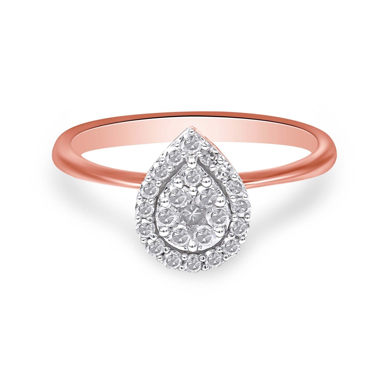 10K Rose Gold 3/8 Cttw Round-Cut Diamond Pear Promise Ring (I-J Color, I2-I3 Clarity) - Size 7 - LinkagejewelrydesignLinkagejewelrydesign
