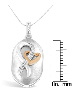 10k Rose Gold and Sterling Silver 1/10ct TDW Round Cut Diamond Interlocked Heart and Ribbon Pendant Necklace (H-I, I1-I2) - LinkagejewelrydesignLinkagejewelrydesign