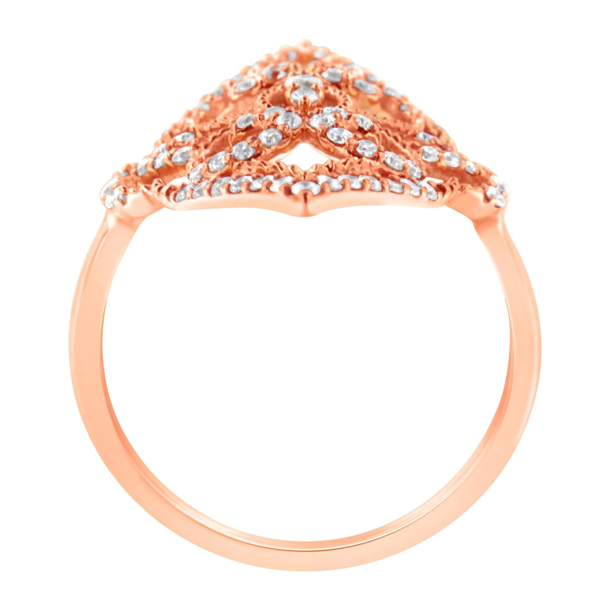 10K Rose Gold Diamond Cocktail Ring (1/2 Cttw, H-I Color, I1-I2 Clarity) - Size 7 - LinkagejewelrydesignLinkagejewelrydesign