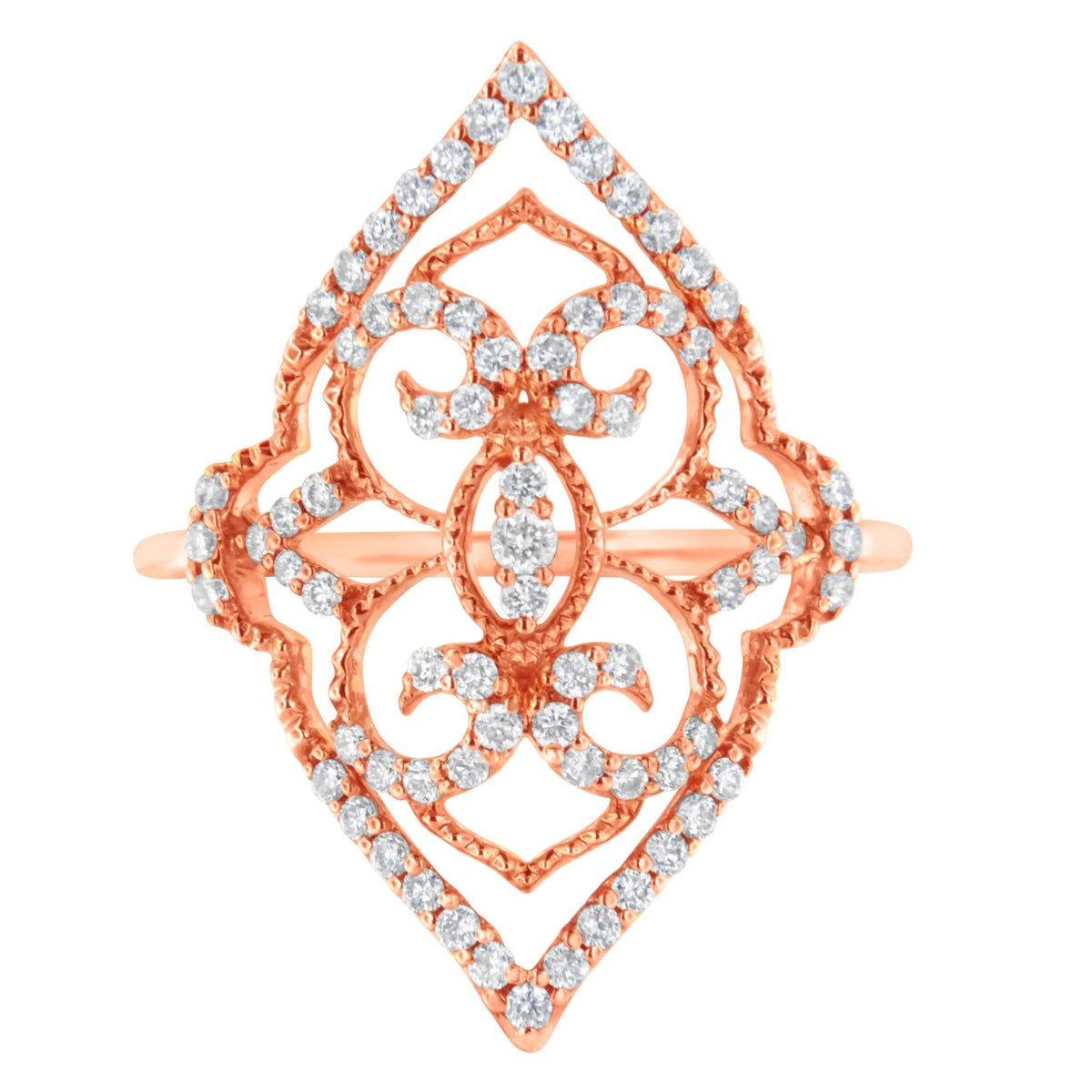 10K Rose Gold Diamond Cocktail Ring (1/2 Cttw, H-I Color, I1-I2 Clarity) - Size 7 - LinkagejewelrydesignLinkagejewelrydesign