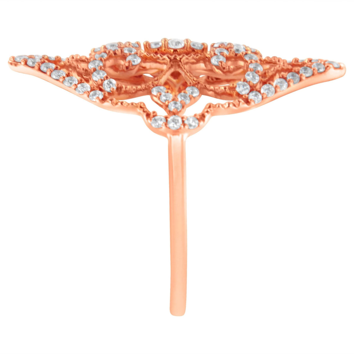 10K Rose Gold Diamond Cocktail Ring (1/2 Cttw, H-I Color, I1-I2 Clarity) - Size 7 - LinkagejewelrydesignLinkagejewelrydesign