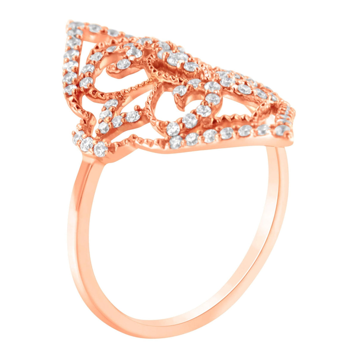 10K Rose Gold Diamond Cocktail Ring (1/2 Cttw, H-I Color, I1-I2 Clarity) - Size 7 - LinkagejewelrydesignLinkagejewelrydesign