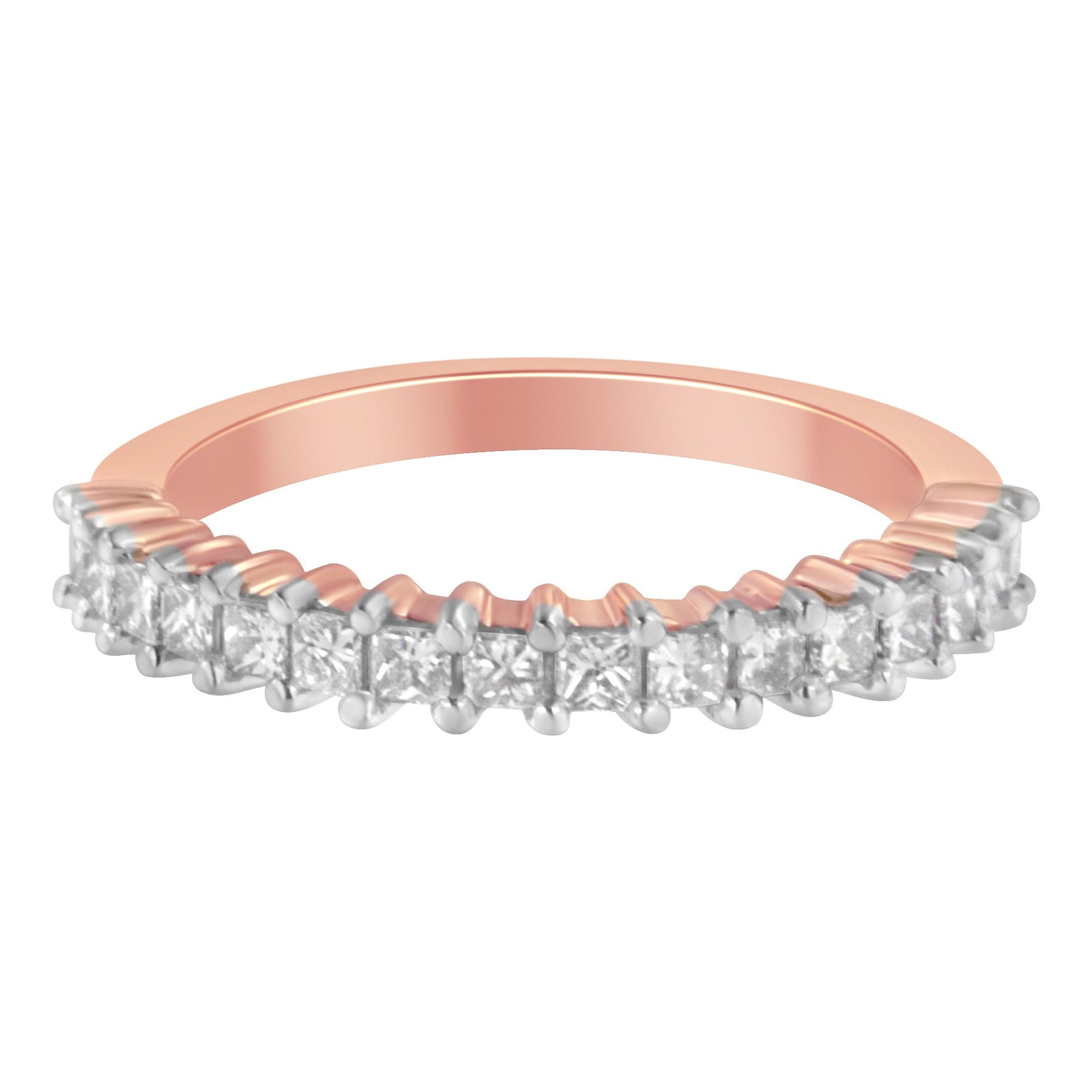 10K Rose Gold Flashed .925 Sterling Silver Diamond Band Ring (1/2 Cttw, J-K Color, I1-I2 Clarity) - Size 7 - LinkagejewelrydesignLinkagejewelrydesign