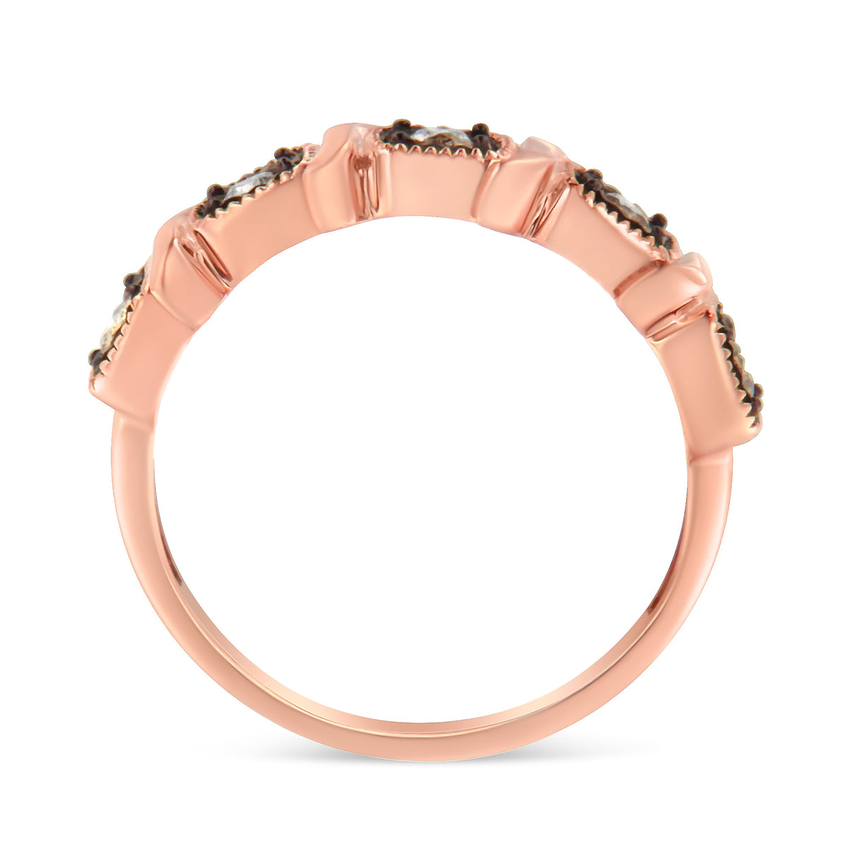 10K Rose Gold Flashed .925 Sterling Silver Miracle-Set Diamond 5-Stone Band Ring (1/4 Cttw, J-K Color, I1-I2 Clarity) - Size 7 - LinkagejewelrydesignLinkagejewelrydesign