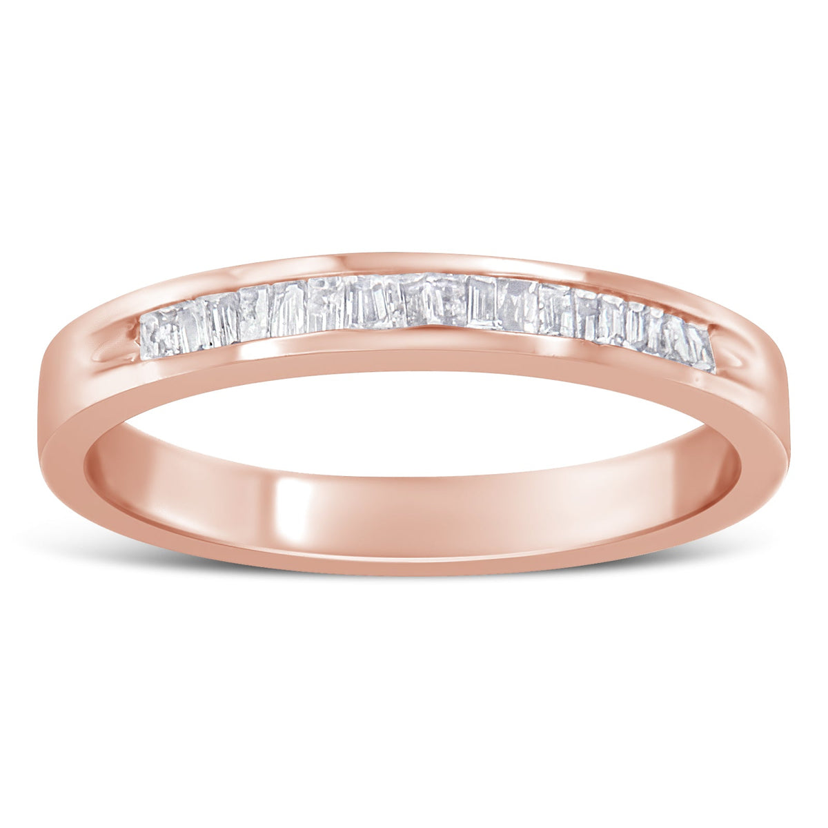 10K Rose Gold over .925 Sterling Silver 1/5 Cttw Diamond Channel-Set Stackable Band Ring (H-I Color, I1-I2 Clarity) - Size 6 3/4 - LinkagejewelrydesignLinkagejewelrydesign