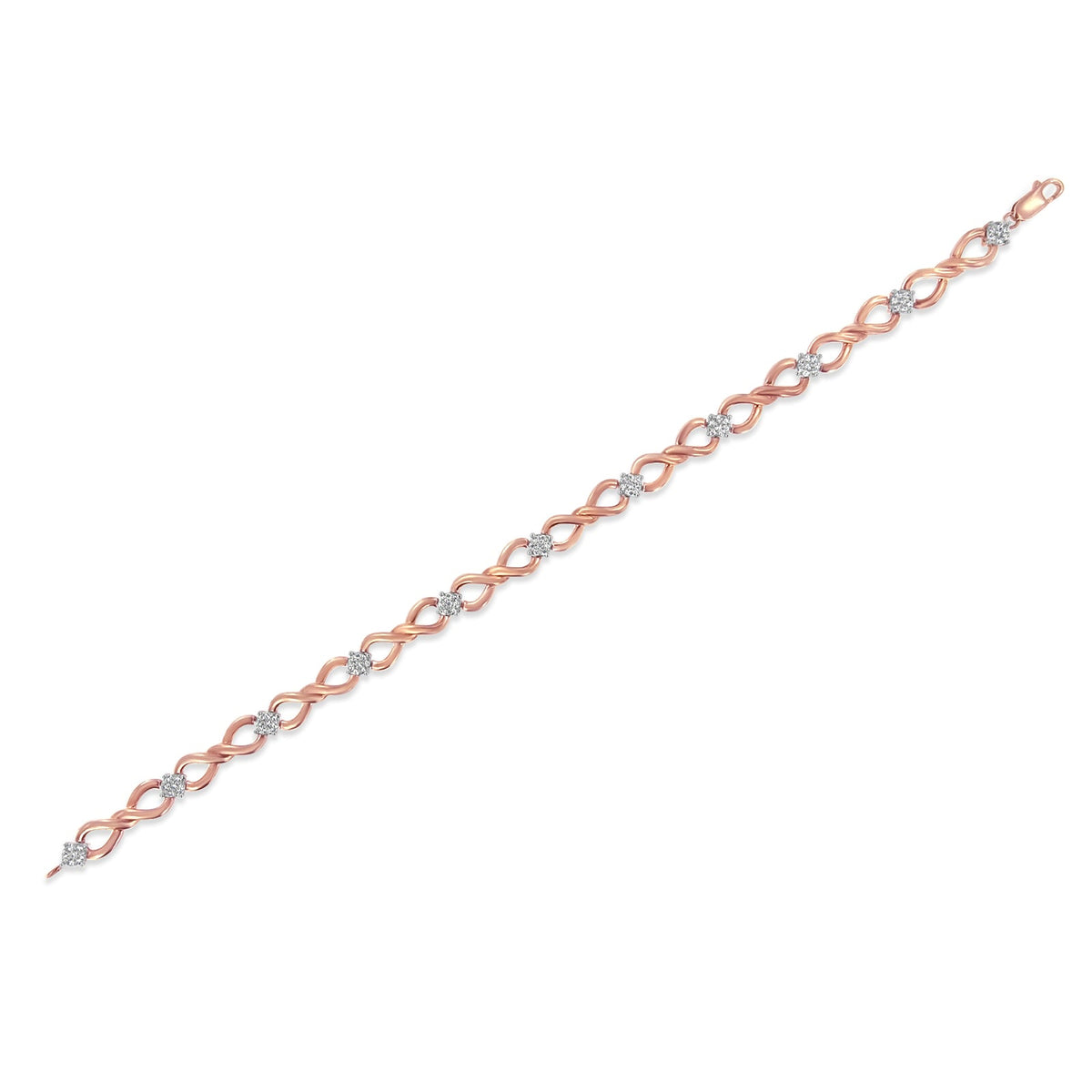 10K Rose Gold Plated .925 Sterling Silver 1/2 Cttw Diamond Infinity Link Tennis Bracelet (H-I Color, I2-I3 Clarity) -7” - LinkagejewelrydesignLinkagejewelrydesign