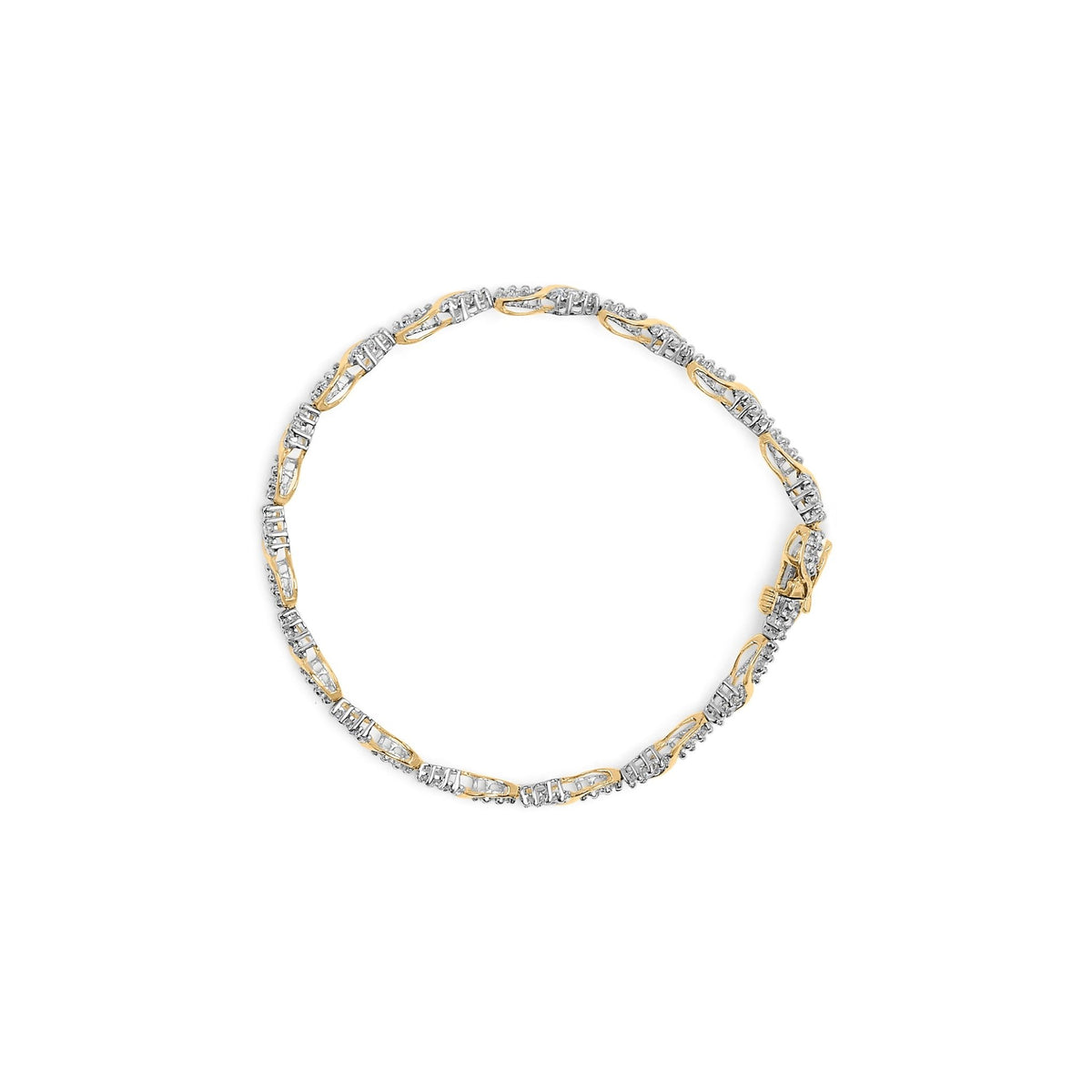 10k Two-Tone Gold 1/2 Cttw Diamond Spiral Over Link Bracelet (I-J Color, I2-I3 Clarity) 7&quot; Inches - LinkagejewelrydesignLinkagejewelrydesign