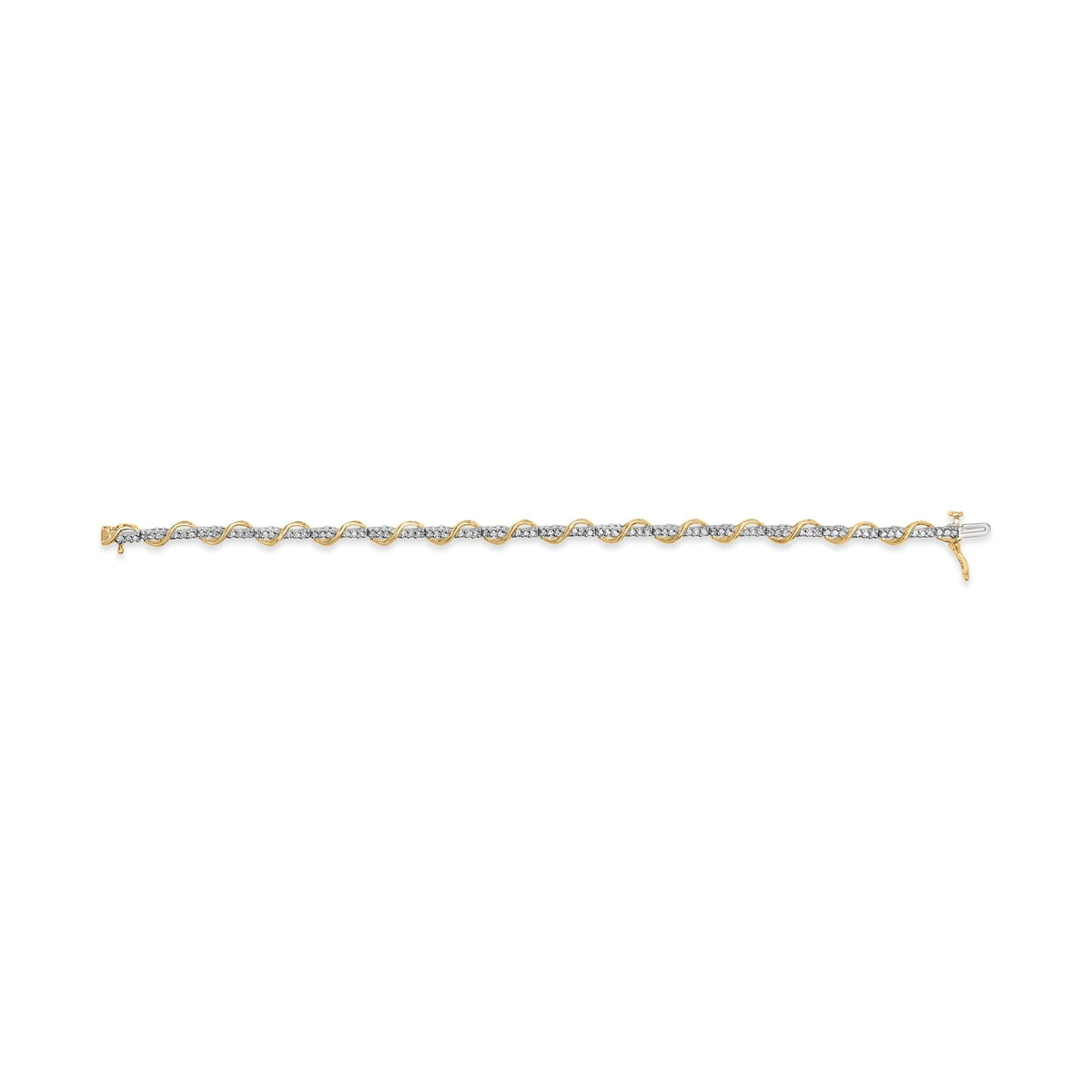 10k Two-Tone Gold 1/2 Cttw Diamond Spiral Over Link Bracelet (I-J Color, I2-I3 Clarity) 7&quot; Inches - LinkagejewelrydesignLinkagejewelrydesign