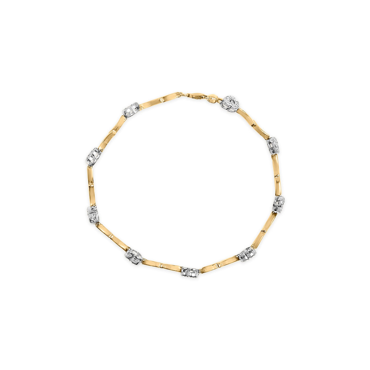 10k Two-Tone Gold 1/3 Cttw Diamond Pave Set Heart S-Link 7.25&quot; Bracelet (I-J Color, I2-I3 Clarity) - LinkagejewelrydesignLinkagejewelrydesign