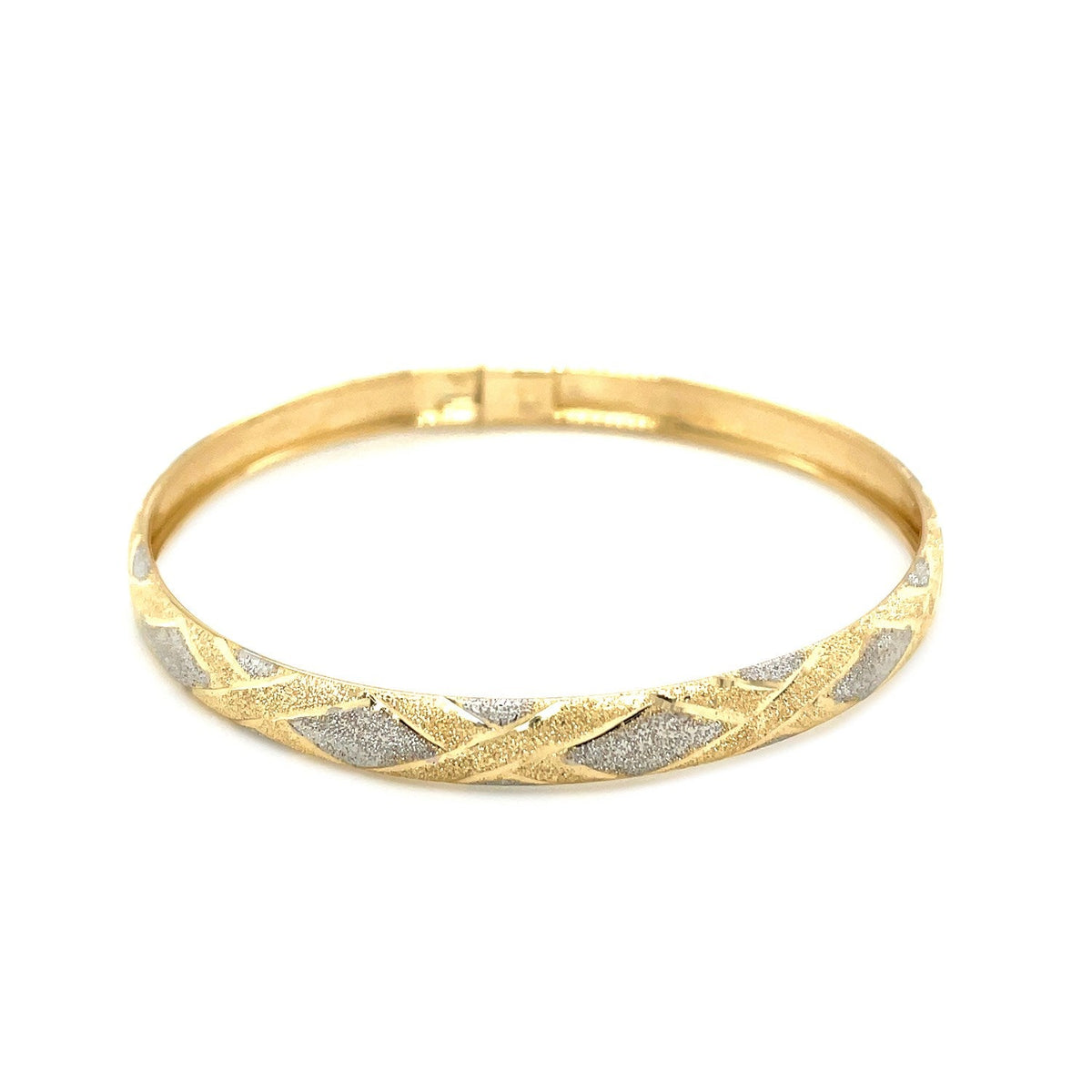 10k Two - Tone Gold Geometric Diamond Motif Bangle - LinkagejewelrydesignLinkagejewelrydesign