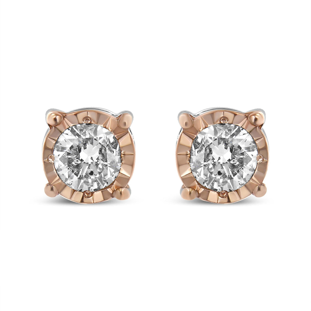 10K Two-Tone Yellow &amp; White Gold over .925 Sterling Silver 0.40 Cttw Round Diamond Miracle-Set Stud Earrings (K-L Color, I2-I3 Clarity) - LinkagejewelrydesignLinkagejewelrydesign