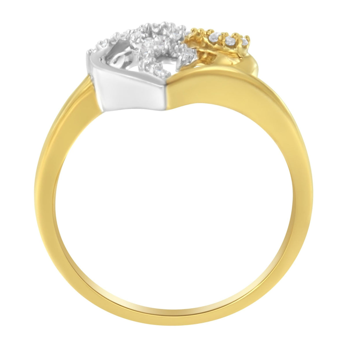 10K Two-Toned Gold Diamond Heart Shape Cluster Ring (1/6 Cttw, H-I Color, I1-I2 Clarity) - Size 6 - LinkagejewelrydesignLinkagejewelrydesign